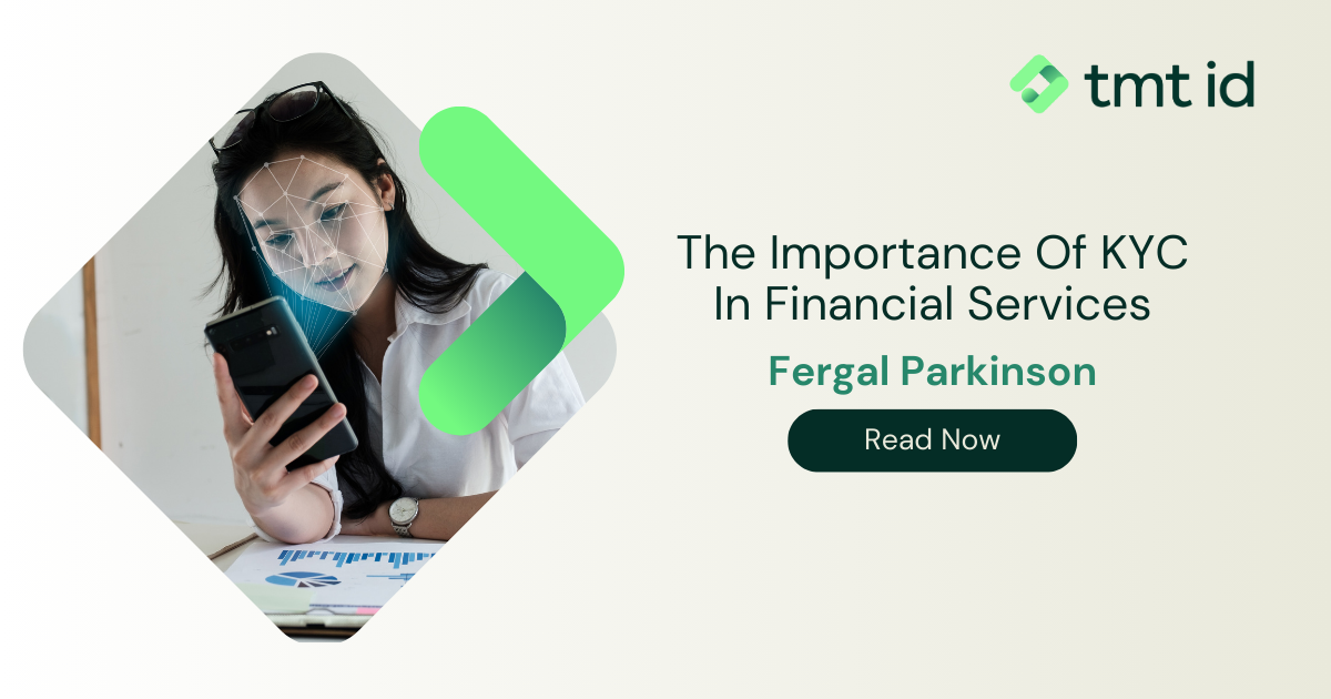 Woman utilizing facial recognition for KYC in financial services on her smartphone.