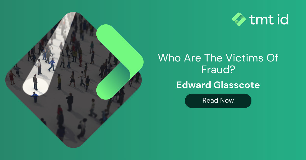 Promotional graphic for an article on victim of fraud by Edward Glasscote with a zoomed-in view of figures representing people.