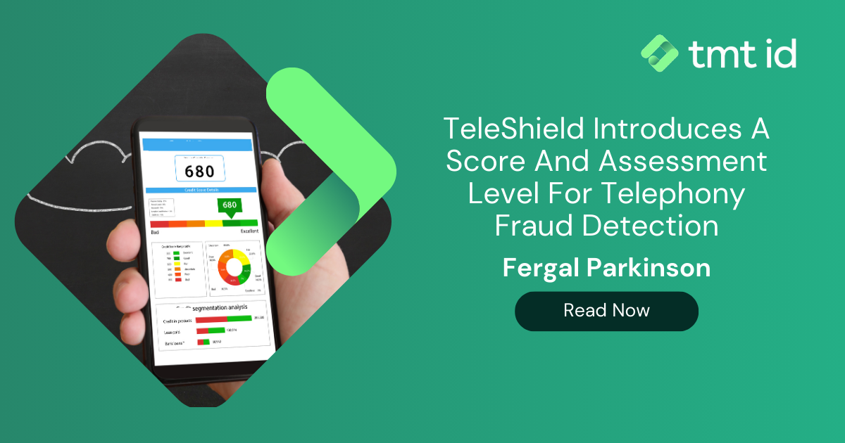 Teleshield's new telephony fraud detection tool features a scoring and assessment system, as showcased on a smartphone screen.
